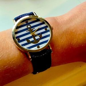 Geneva Womens Anchor Watch Stainless Steel in Beach Blue